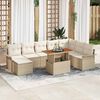 vidaXL Ensemble de canap&eacute; de jardin 9 pcs Beige Poly rotin
