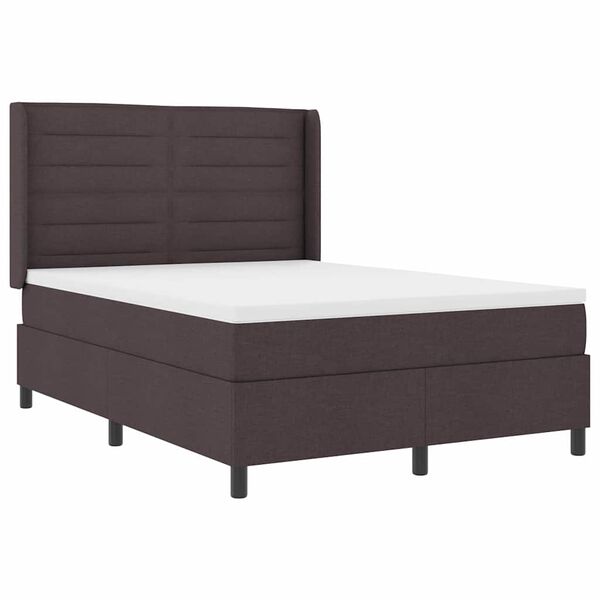 vidaXL Lit &agrave; ressorts avec matelas Marron fonc&eacute; 140 x 190 cm tissu