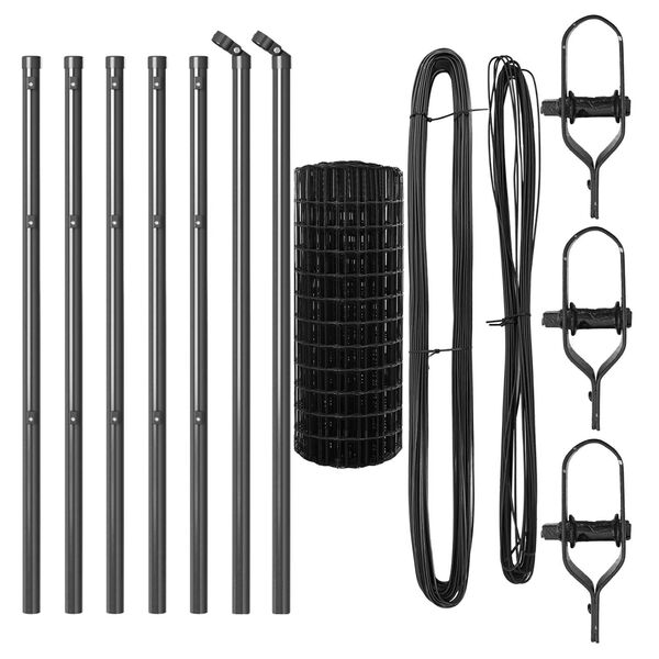 vidaXL Cl&ocirc;ture avec poteau Gris 0,4 x 10 m Acier et PVC