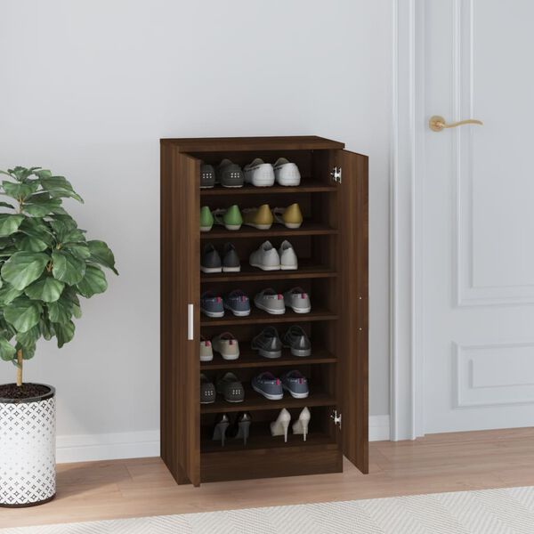 vidaXL Armoire &agrave; chaussures Ch&ecirc;ne marron 55x35x108cm Bois d'ing&eacute;nierie
