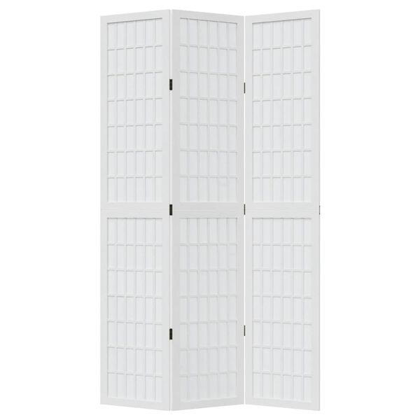 vidaXL Cloison de s&eacute;paration 3 panneaux blanc bois de paulownia massif