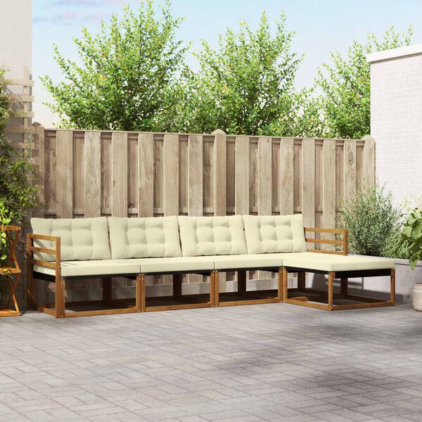 vidaXL Ensemble de canap&eacute;s d'ext&eacute;rieur 5 pcs Naturel et Cr&egrave;me
