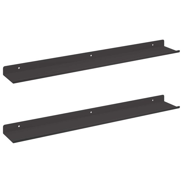 vidaXL &Eacute;tag&egrave;re flottante 2 pcs Noir 60 x 8,5 x 2,5 cm Acier