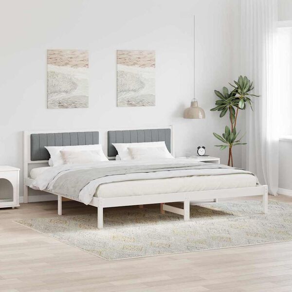 vidaXL Cadre de lit Gris clair 200 x 200 cm Pin massif