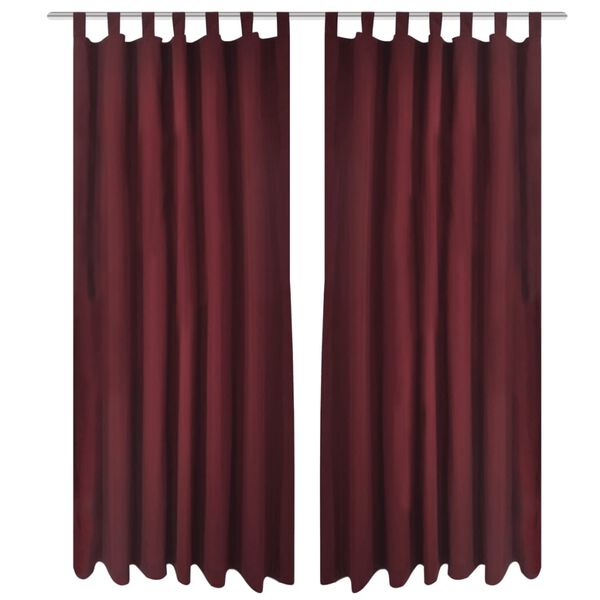 2 pcs Rideau &agrave; Passant Micro Satin Bordeaux 140 x 175 cm