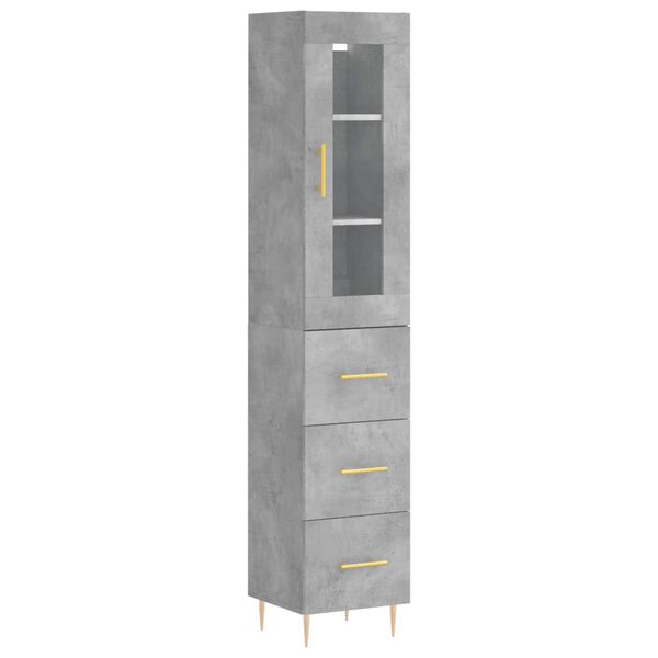 vidaXL Buffet haut Gris b&eacute;ton 34,5x34x180 cm Bois d'ing&eacute;nierie