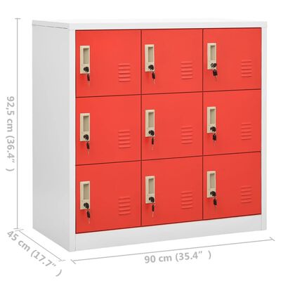 vidaXL Armoire à casiers Gris clair et rouge 90x45x92,5 cm Acier