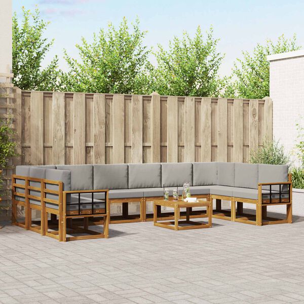 vidaXL Ensemble de canap&eacute;s d'ext&eacute;rieur 11 pcs Gris Naturel et Clair