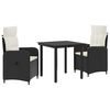 vidaXL Ensemble de salle &agrave; manger pour jardin 3 pc Noir et blanc cr&egrave;me