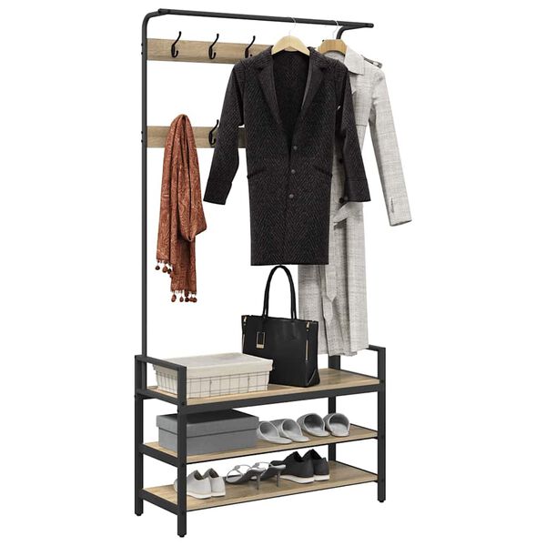 vidaXL Porte-manteau Ch&ecirc;ne Sonoma 95 x 34 x 184 cm Bois d'ing&eacute;nierie