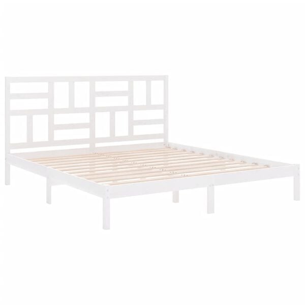 vidaXL Cadre de lit sans matelas blanc bois massif 200x200 cm
