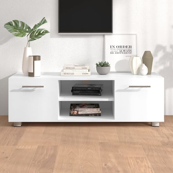 vidaXL Meuble TV Blanc 110x40x35 cm Bois d'ing&eacute;nierie