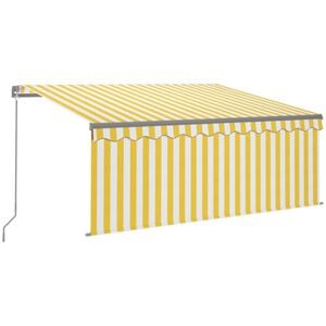 vidaXL Auvent manuel r&eacute;tractable avec store 3x2,5 m Jaune et blanc