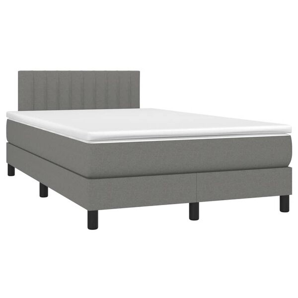vidaXL Sommier &agrave; lattes de lit avec matelas gris fonc&eacute; 120x190cm tissu