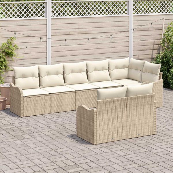 vidaXL Ensemble de canap&eacute; de jardin Beige polyrotin