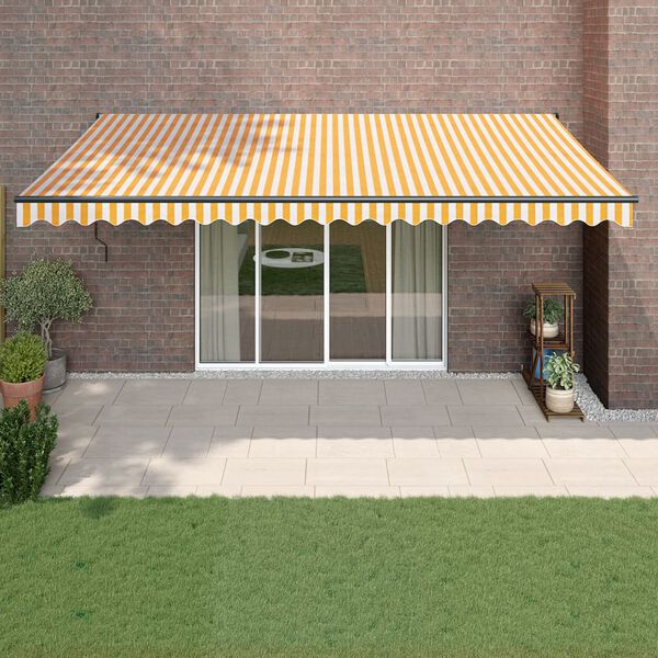 vidaXL Auvent r&eacute;tractable jaune et blanc 5x3 m tissu et aluminium