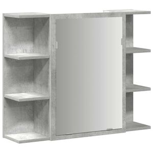 vidaXL Armoire &agrave; miroir de bain Gris b&eacute;ton 80x20,5x64 cm Agglom&eacute;r&eacute;