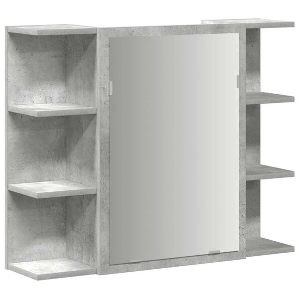vidaXL Armoire &agrave; miroir de bain Gris b&eacute;ton 80x20,5x64 cm Agglom&eacute;r&eacute;