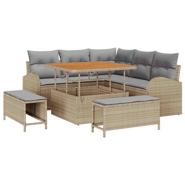 vidaXL Ensemble de canapé de jardin 8 pcs Beige Poly rotin