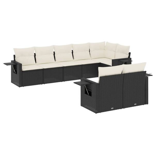 vidaXL Salon de jardin 8 pcs avec coussins noir r&eacute;sine tress&eacute;e