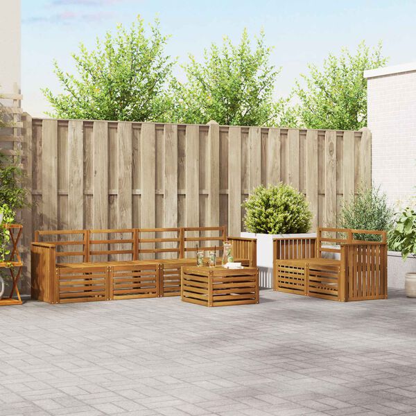 vidaXL Ensembles de canap&eacute;s 7 pcs Naturel Bois d'Acacia Massif