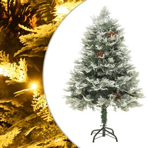 vidaXL Sapin de No&euml;l pr&eacute;-&eacute;clair&eacute; et pommes de pin vert 150cm PVC et PE