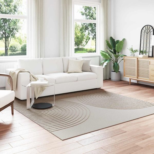 vidaXL Tapis de surface Carr&eacute; HUARTE Cr&egrave;me 240 x 240 cm Polyester