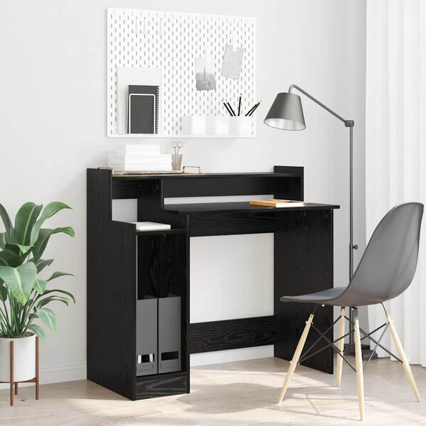 vidaXL Bureau Ch&ecirc;ne noir 97 x 45 x 90 cm Bois d'ing&eacute;nierie