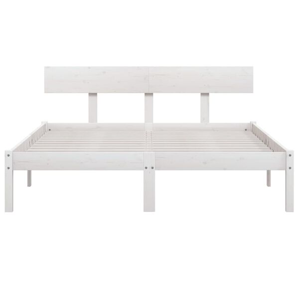 vidaXL Cadre de lit sans matelas blanc bois massif
