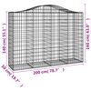 vidaXL Paniers à gabions arqués 3 pcs 200x50x140/160 cm Fer galvanisé