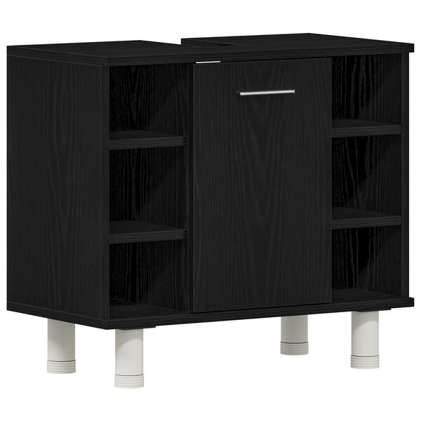 vidaXL Cabinet de salle de bain avec porte Ch&ecirc;ne noir 60 x 32 x 54 cm