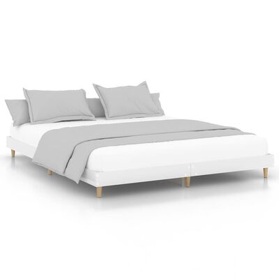 vidaXL Cadre de lit blanc brillant 150x200 cm bois d'ingénierie
