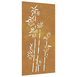 vidaXL D&eacute;coration murale jardin 105x55 cm acier corten design bambou