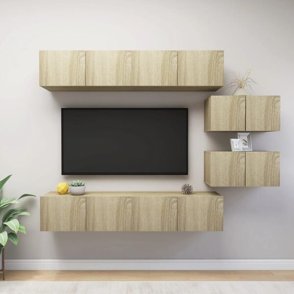 vidaXL Ensemble de meuble TV 6 pcs Ch&ecirc;ne sonoma Bois d'ing&eacute;nierie