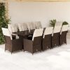 vidaXL Ensemble de bistro de jardin 11 pcs coussins marron poly rotin