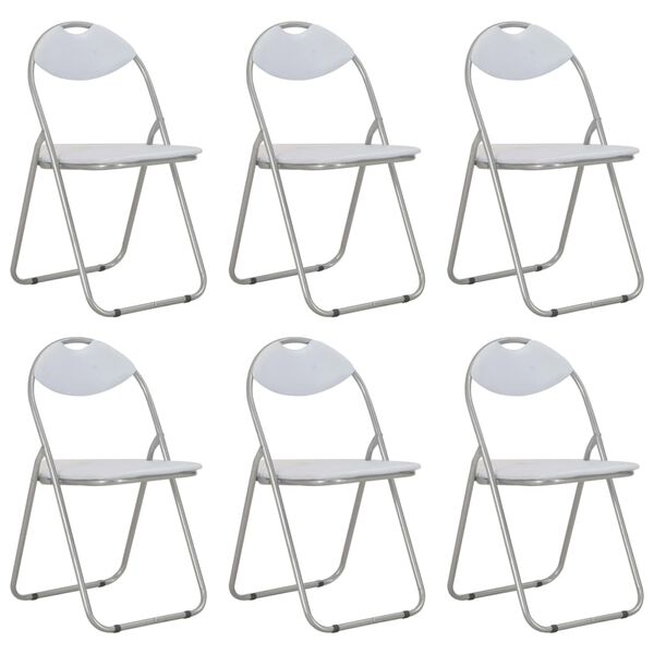 vidaXL Chaises pliantes à manger lot de 6 blanc similicuir