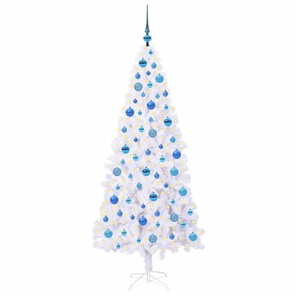 vidaXL Sapin de No&euml;l artificiel avec 300 LED Blanc 180 cm PVC et Acier