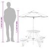 vidaXL Table de pique-nique pour 4 enfants avec parasol rond sapin
