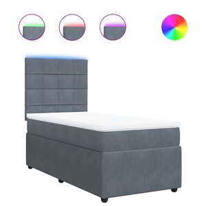 vidaXL Sommier &agrave; lattes de lit et matelas Gris fonc&eacute; 80x200 cm Velours