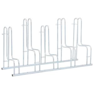 vidaXL Support de v&eacute;lo au sol autoportant pour 5 v&eacute;los acier galvanis&eacute;