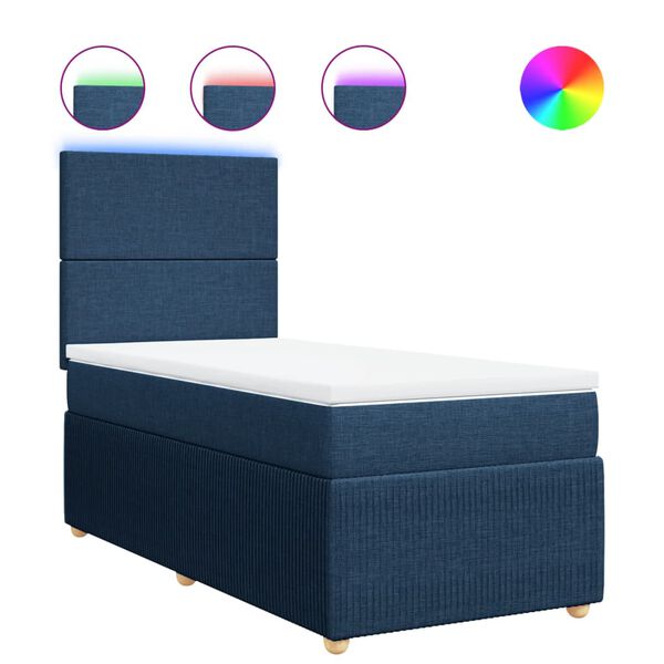 vidaXL Sommier &agrave; lattes de lit avec matelas Bleu 80x200 cm Tissu