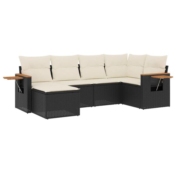 vidaXL Salon de jardin 6 pcs avec coussins noir r&eacute;sine tress&eacute;e