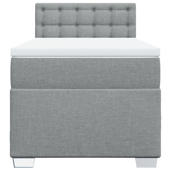 vidaXL Sommier &agrave; lattes de lit et matelas Gris clair 90x190 cm Tissu
