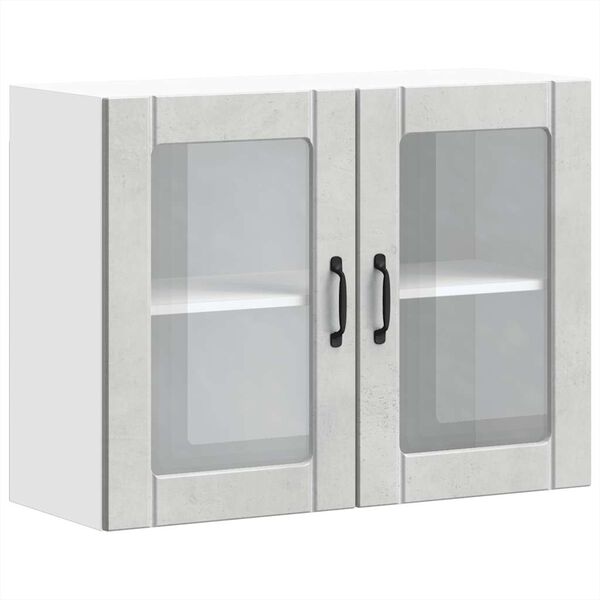 vidaXL Armoire murale de cuisine avec porte en verre Lucca gris b&eacute;ton