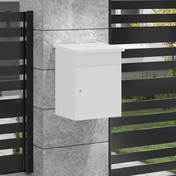 vidaXL Bo&icirc;te de d&eacute;p&ocirc;t de colis Blanc 47,5 x 38 x 59 cm Acier