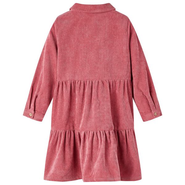 Robe enfants à manches longues velours côtelé rose ancien 116