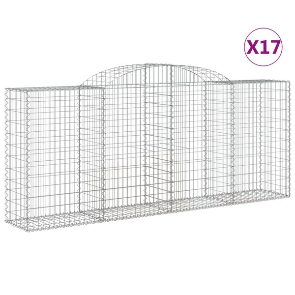 vidaXL Paniers &agrave; gabions arqu&eacute;s 17 pcs 300x50x120/140 cm fer galvanis&eacute;
