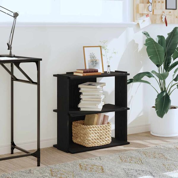 vidaXL Bibliothèque à 3 niveaux noir 60x30x60 cm bois d'ingénierie