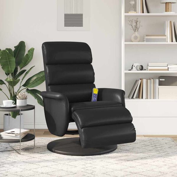 vidaXL Fauteuil inclinable de massage repose-pieds noir similicuir