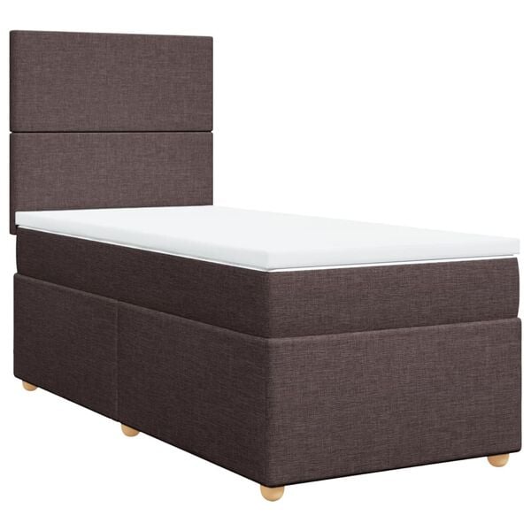 vidaXL Sommier &agrave; lattes de lit avec matelas Marron fonc&eacute; 90x200 cm